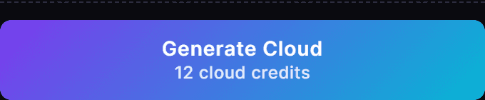 The Generate Cloud button showing the credit cost