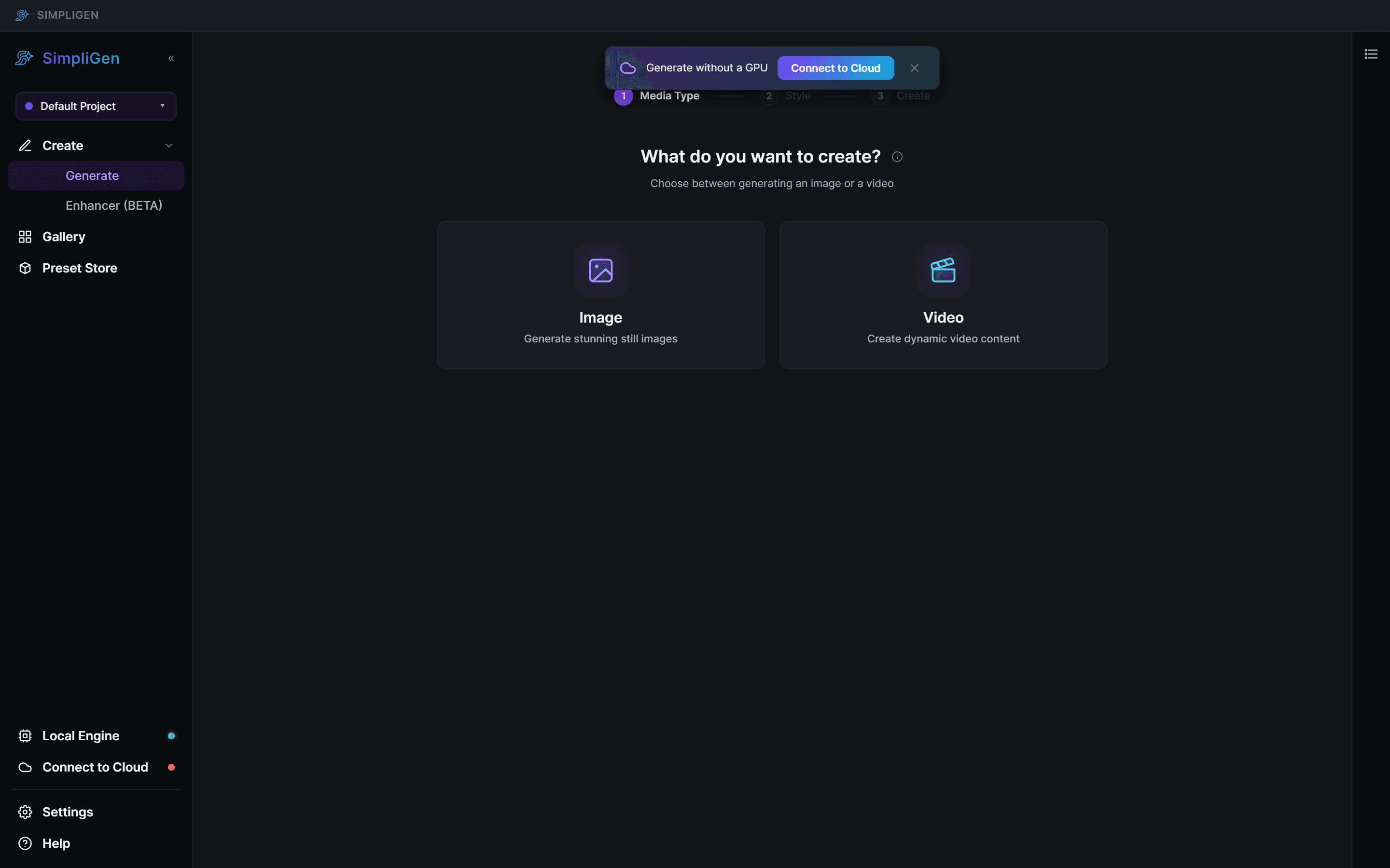 Le bouton Connect to Cloud sur la bannière de connexion
