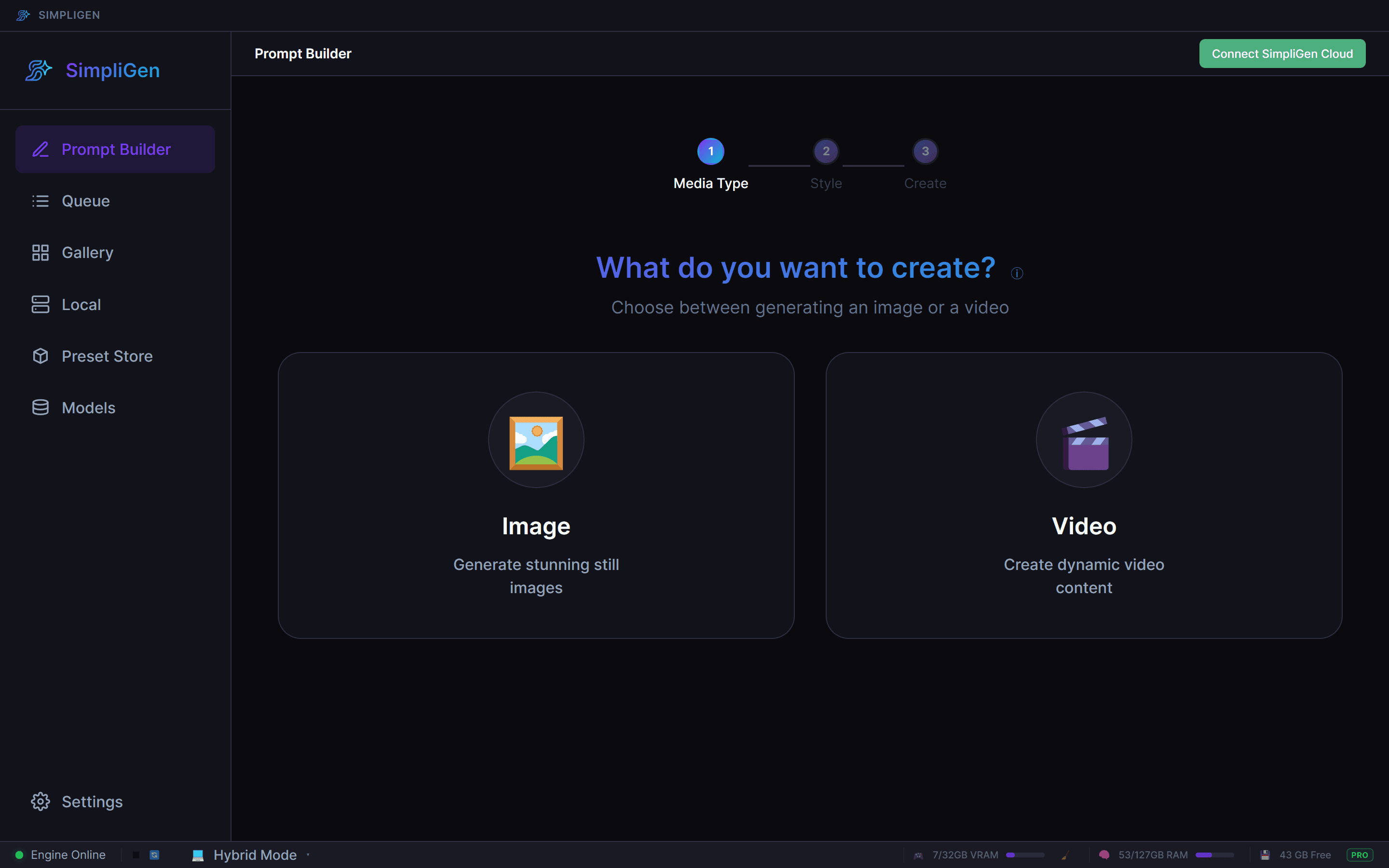 SimpliGen left sidebar showing the Models nav item