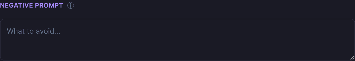 The negative prompt field in the advanced options